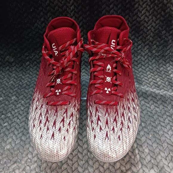 Under Armour UA Spotlight 4 MC Men Football Cleats Silver Red Size‎ 12 - Picture 5 of 9